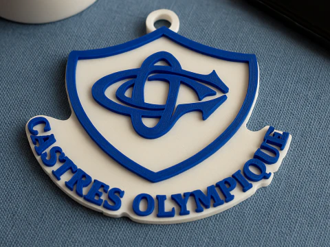 14 warna lencana gantungan kunci Castres Olympique teratas yang dapat dicetak dan dirender Model Cetak 3D