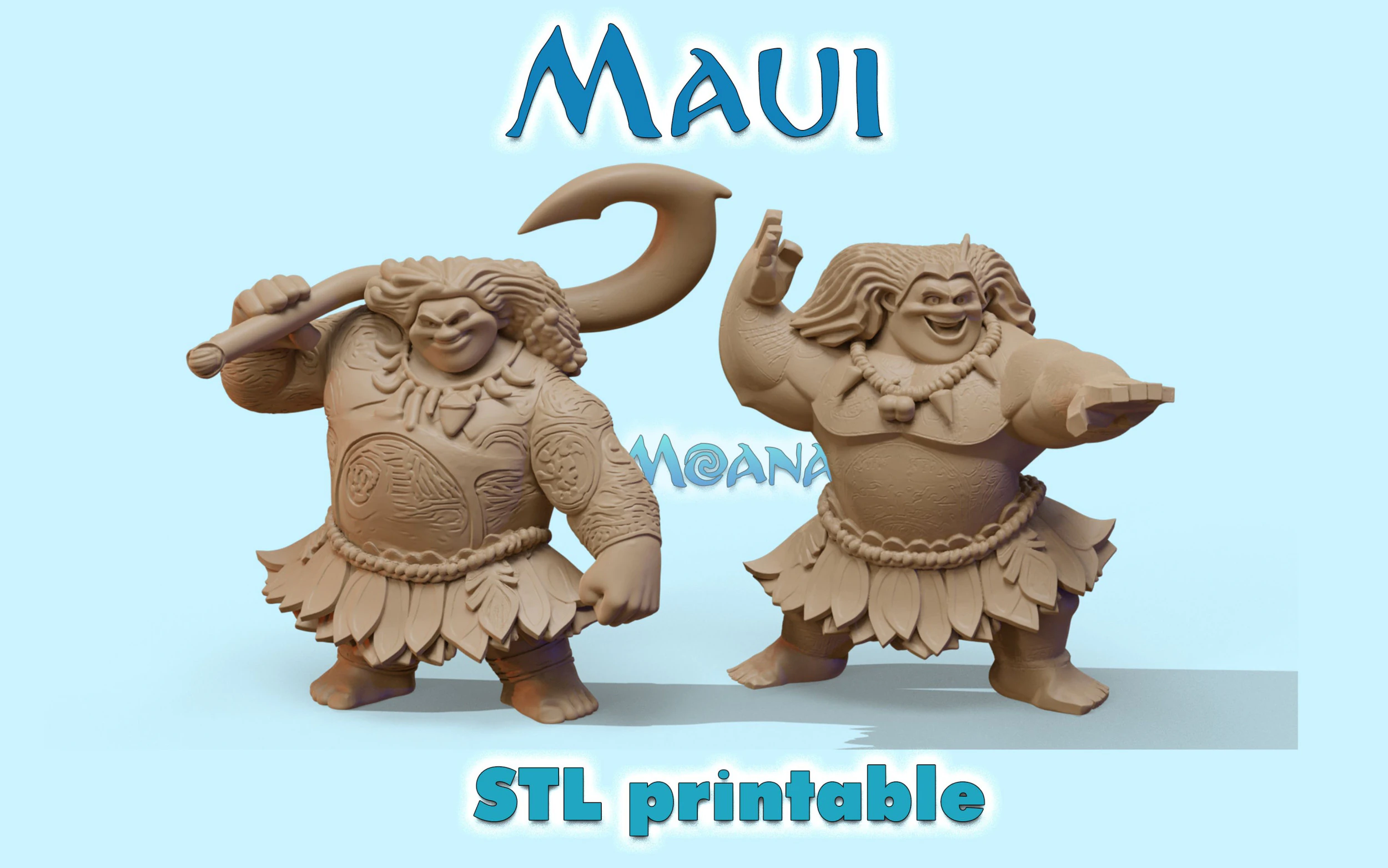 Moanas Maui Printable 3D Print Model .c4d .max .obj .3ds .fbx .stl .blend 