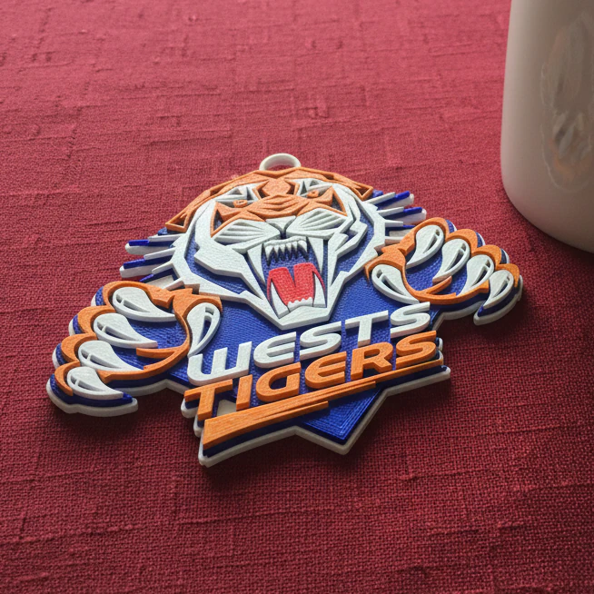 NRL Wests Tigers keychain badge color printable and renderable 3D Print Model .c4d .max .obj .3ds .fbx .stl .blend 