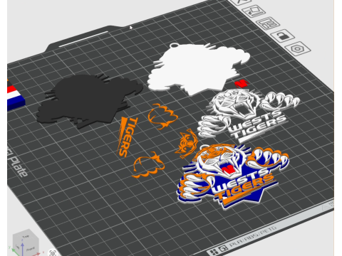 NRL Wests Tigers keychain badge color printable and renderable 3D Druckmodell
