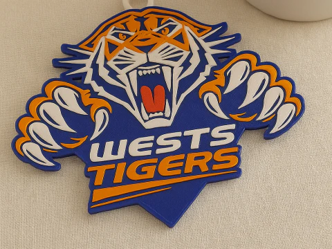 NRL Wests Tigers keychain badge color printable and renderable 3D Print Model