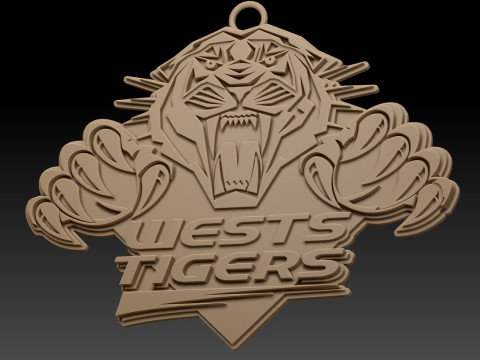NRL Wests Tigers keychain badge color printable and renderable 3D Druckmodell