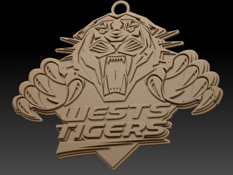 NRL Wests Tigers keychain badge color printable and renderable 3D Print Model