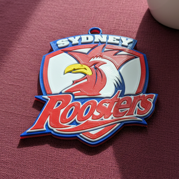 NRL Sydney Roosters keychain badge color printable and renderable 3D 打印模型 .c4d .max .obj .3ds .fbx .stl .blend 
