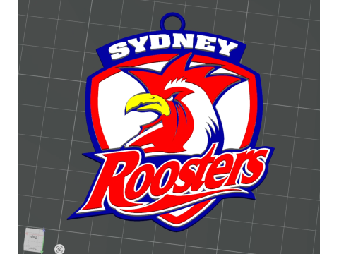 NRL Sydney Roosters keychain badge color printable and renderable 3D 打印模型