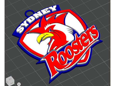 NRL Sydney Roosters keychain badge color printable and renderable 3D 打印模型