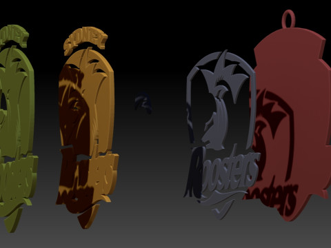 NRL Sydney Roosters keychain badge color printable and renderable 3D 打印模型