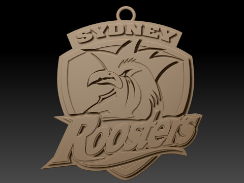NRL Sydney Roosters keychain badge color printable and renderable 3D 打印模型
