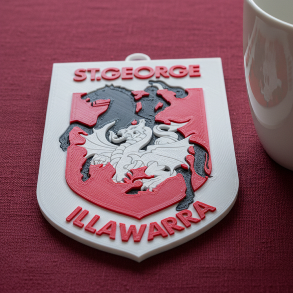 NRL St George Illawarra Dragons keychain badge color printable and renderable 3D 打印模型 .c4d .max .obj .3ds .fbx .stl .blend 