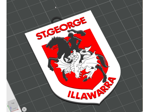 NRL St George Illawarra Dragons keychain badge color printable and renderable 3D 打印模型