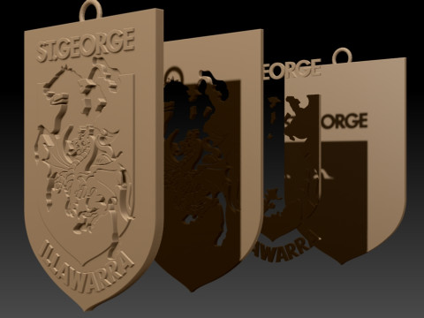 NRL St George Illawarra Dragons keychain badge color printable and renderable 3D 打印模型