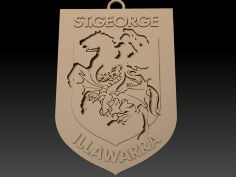 NRL St George Illawarra Dragons keychain badge color printable and renderable 3D 打印模型