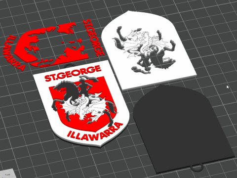 NRL St George Illawarra Dragons keychain badge color printable and renderable 3D 打印模型