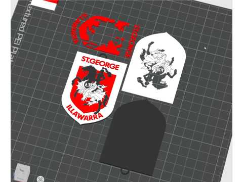 NRL St George Illawarra Dragons keychain badge color printable and renderable 3D 打印模型