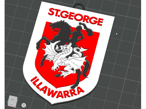 NRL St George Illawarra Dragons keychain badge color printable and renderable 3D 打印模型