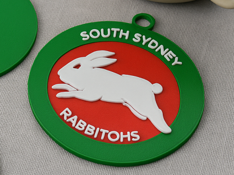 NRL South Sydney Rabbitohs keychain badge color printable and renderable 3D Принт Модель