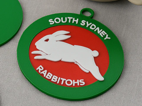 Kolorowa plakietka do kluczy NRL South Sydney Rabbitohs do wydrukowania i renderowania Model do druku 3D