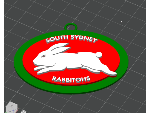 NRL South Sydney Rabbitohs keychain badge color printable and renderable Model Cetak 3D