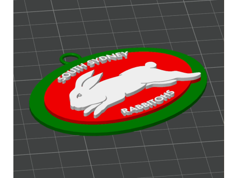 NRL South Sydney Rabbitohs keychain badge color printable and renderable Model Cetak 3D