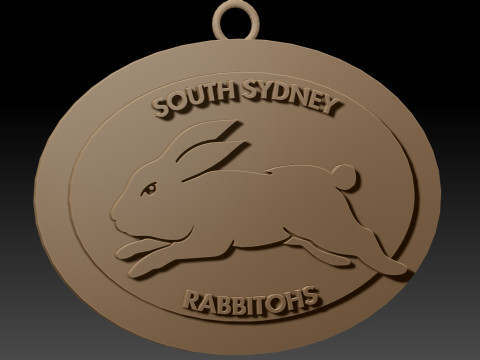 NRL South Sydney Rabbitohs keychain badge color printable and renderable Model Cetak 3D