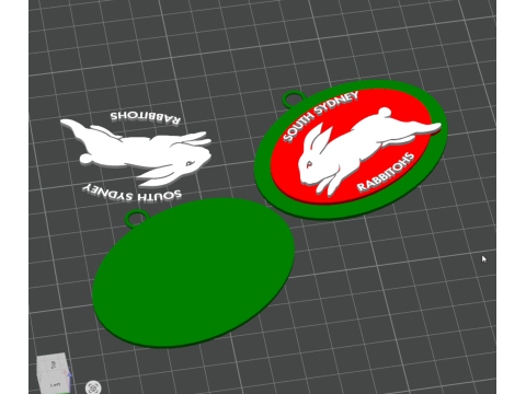 NRL South Sydney Rabbitohs keychain badge color printable and renderable Model Cetak 3D