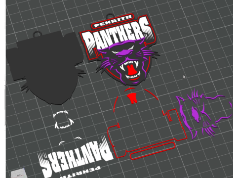NRL Penrith Panthers keychain badge color printable and renderable 3D Druckmodell