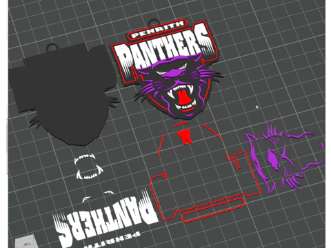 NRL Penrith Panthers keychain badge color printable and renderable 3D Print Model