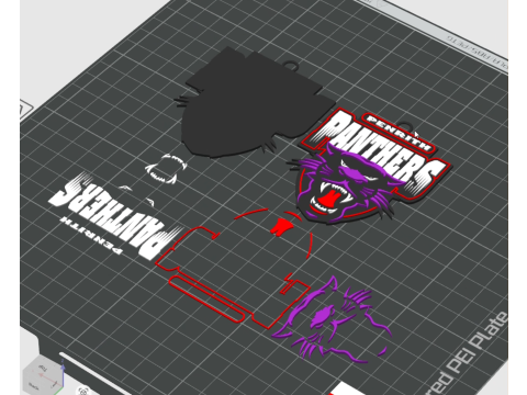 NRL Penrith Panthers keychain badge color printable and renderable 3D Druckmodell