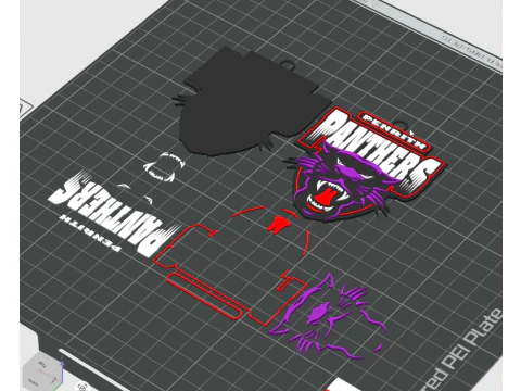 NRL Penrith Panthers keychain badge color printable and renderable 3D Print Model