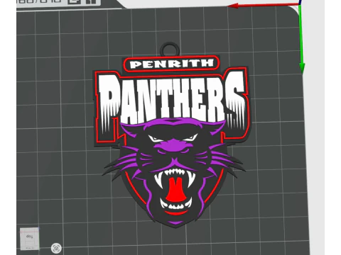 NRL Penrith Panthers keychain badge color printable and renderable 3D Print Model