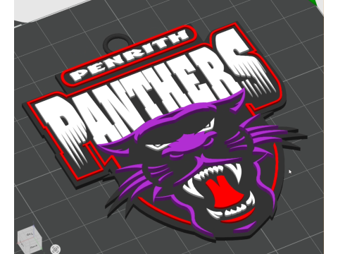 NRL Penrith Panthers keychain badge color printable and renderable 3D Druckmodell