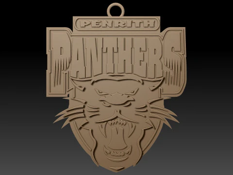 NRL Penrith Panthers keychain badge color printable and renderable 3D Print Model