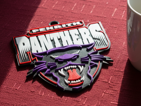 NRL Penrith Panthers keychain badge color printable and renderable 3D Druckmodell