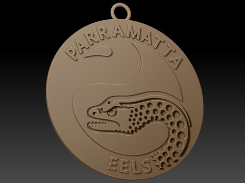 NRL Parramatta Eels keychain badge color printable and renderable 3D Принт Модель