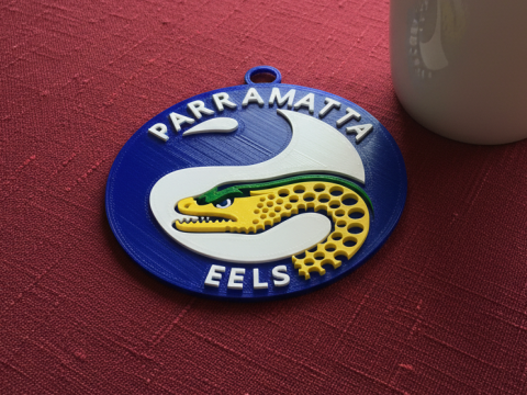 NRL Parramatta Eels keychain badge color printable and renderable 3D Принт Модель