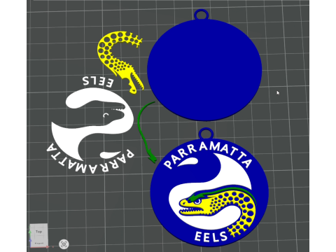 NRL Parramatta Eels keychain badge color printable and renderable 3D Принт Модель
