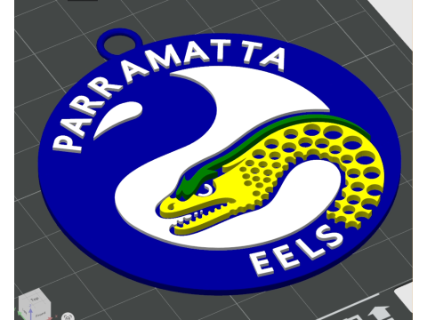 NRL Parramatta Eels keychain badge color printable and renderable 3D Принт Модель