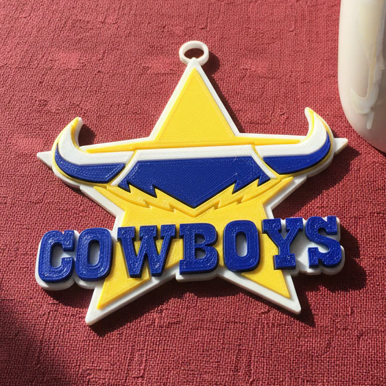 NRL North Queensland Cowboys keychain badge color printable and renderable 3D Print Model .c4d .max .obj .3ds .fbx .stl .blend