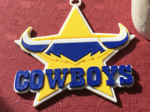 Кольоровий значок брелока NRL North Queensland Cowboys для друку та візуалізації 3D Принт Модель