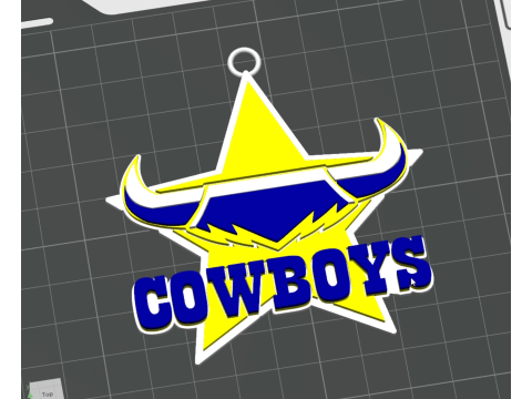 NRL North Queensland Cowboys keychain badge color printable and renderable Modello di stampa 3D