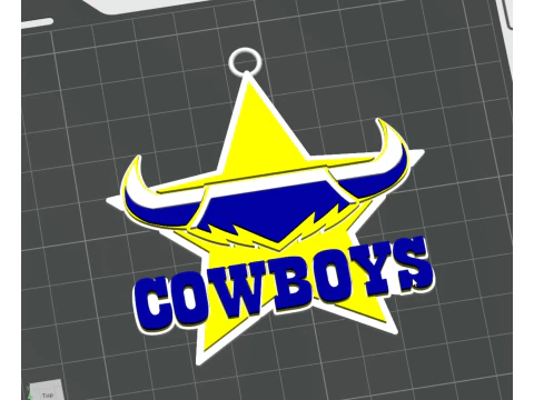 NRL North Queensland Cowboys keychain badge color printable and renderable 3D Print Model