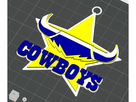 NRL North Queensland Cowboys keychain badge color printable and renderable Modello di stampa 3D