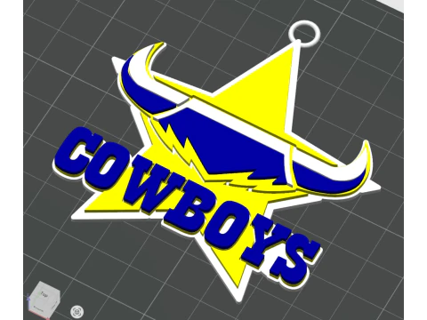 NRL North Queensland Cowboys keychain badge color printable and renderable 3D Print Model