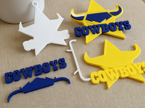 NRL North Queensland Cowboys keychain badge color printable and renderable Modello di stampa 3D