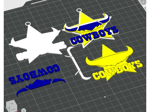 NRL North Queensland Cowboys keychain badge color printable and renderable 3D Print Model