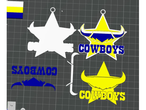 NRL North Queensland Cowboys keychain badge color printable and renderable 3D Print Model