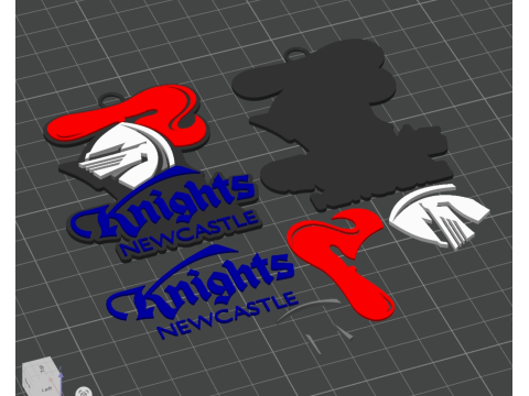 NRL Newcastle Knights keychain badge color printable and renderable 3D 打印模型