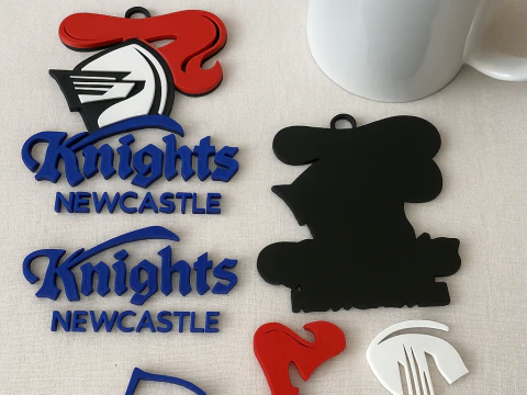 NRL Newcastle Knights keychain badge color printable and renderable 3D Print Model