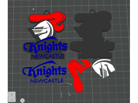 NRL Newcastle Knights keychain badge color printable and renderable 3D 打印模型