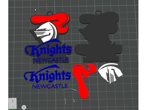 NRL Newcastle Knights keychain badge color printable and renderable 3D Print Model